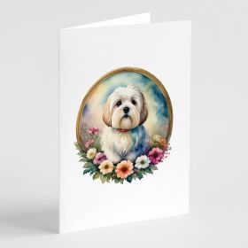 Coton De Tulear and Flowers Greeting Cards Pack of 8 Blank Cards with Envelopes Whimsical A7 Size 5x7 Blank Note Cards