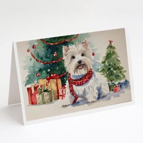 Westie Christmas Greeting Cards Pack of 8 Blank Cards with Envelopes Whimsical A7 Size 5x7 Blank Note Cards