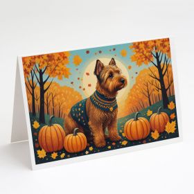 Welsh Terrier Fall Greeting Cards Pack of 8 Blank Cards with Envelopes Whimsical A7 Size 5x7 Blank Note Cards