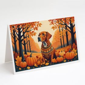 Vizsla Fall Greeting Cards Pack of 8 Blank Cards with Envelopes Whimsical A7 Size 5x7 Blank Note Cards