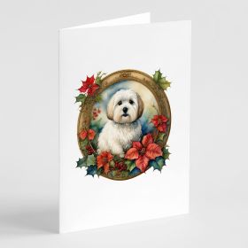 Coton De Tulear Christmas Flowers Greeting Cards Pack of 8 Blank Cards with Envelopes Whimsical A7 Size 5x7 Blank Note Cards