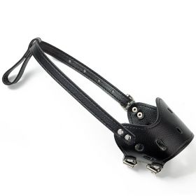Dog Muzzle Leather, Comfort Secure Anti-Barking Muzzles for Dog, Breathable and Adjustable (Color: Black, size: XL)